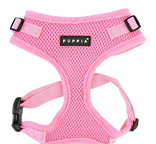 authentic puppia ritefit harness with adjustable neck pink small