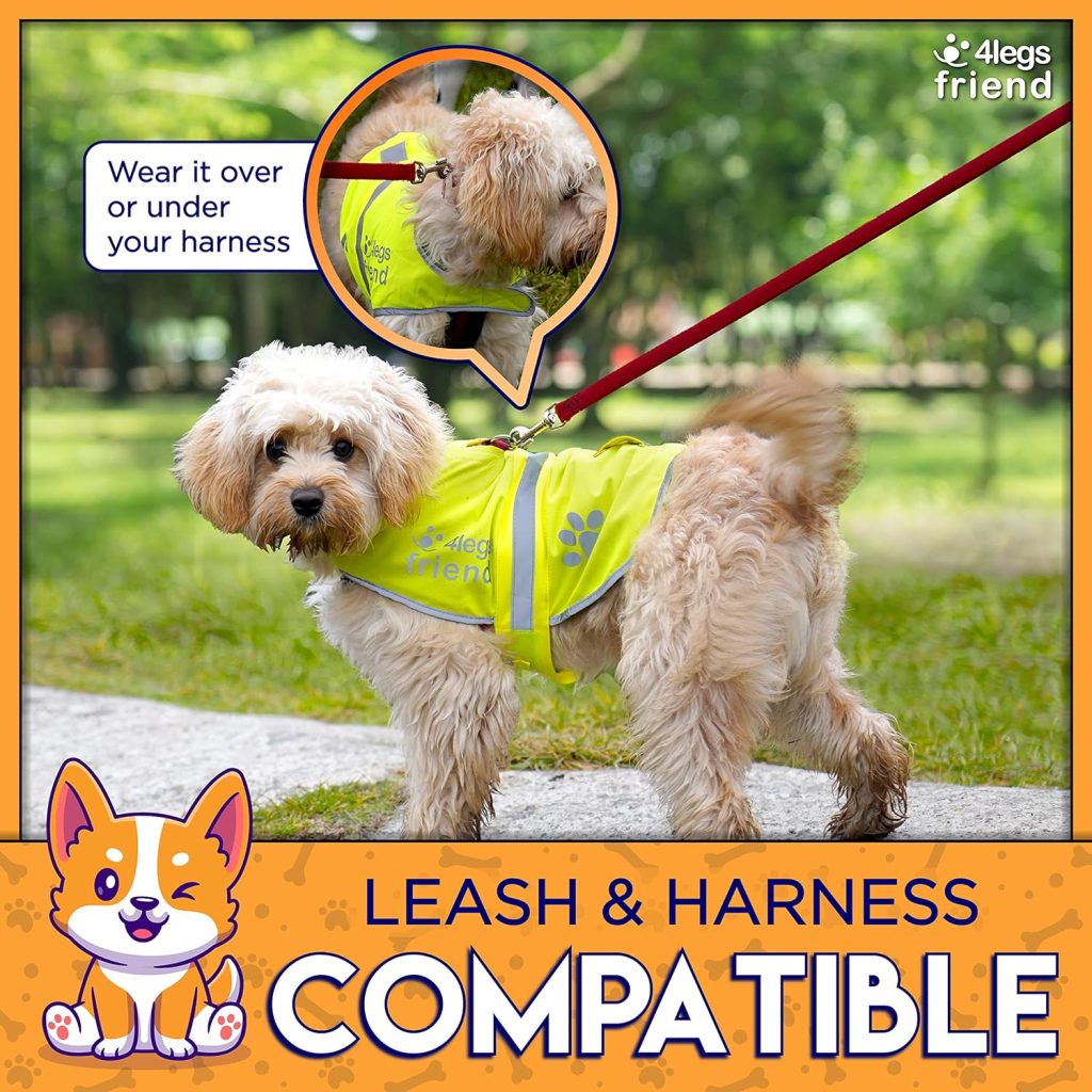 Dog Safety Reflective Lightweight Vest 6 Sizes - Snap Lock Buckle Straps, High Visibility for Outdoor Activity Day and Night, Keep Your Dog Safe from Cars  Hunting Accidents
