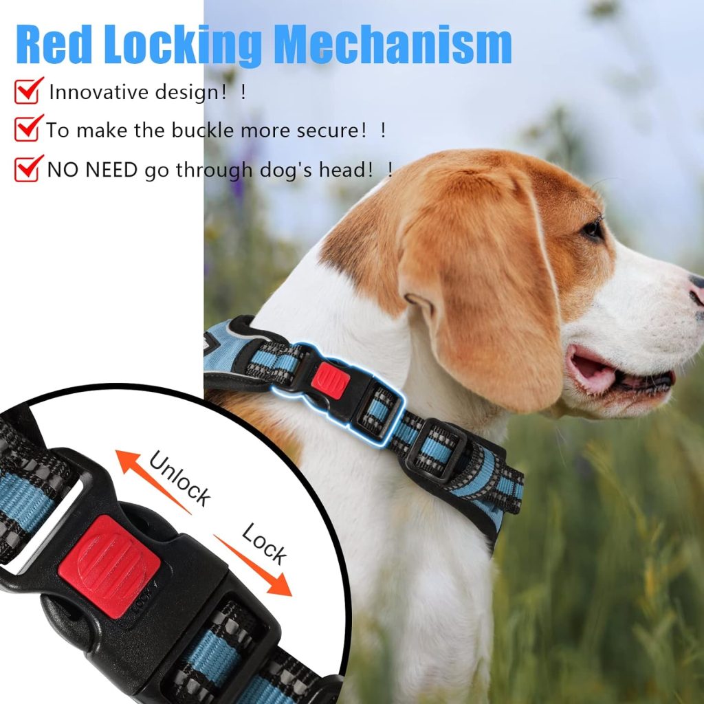 BaoCheng NO Pull Dog Harness,for Small Medium Large Dogs,Adjustable,Reflective [Without Going Over Head] No-Choke Pet Oxford Vest,Easy to Put on and Take Off,with 2 Leash Clips(Orange,M)
