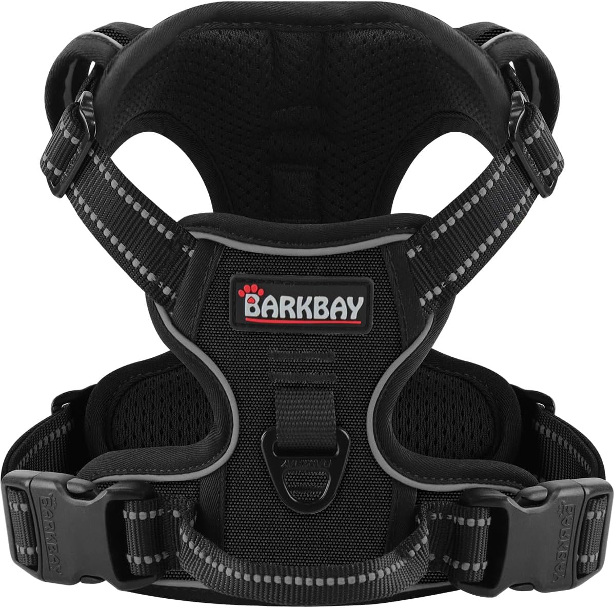 BARKBAY Dog Harness No Pull for Large Dogs - Adjustable, Reflective, Comfortable, No Choke, Heavy-Duty - Perfect for Outdoor Training, Walking, and Hiking - Strong  Durable - L  Black