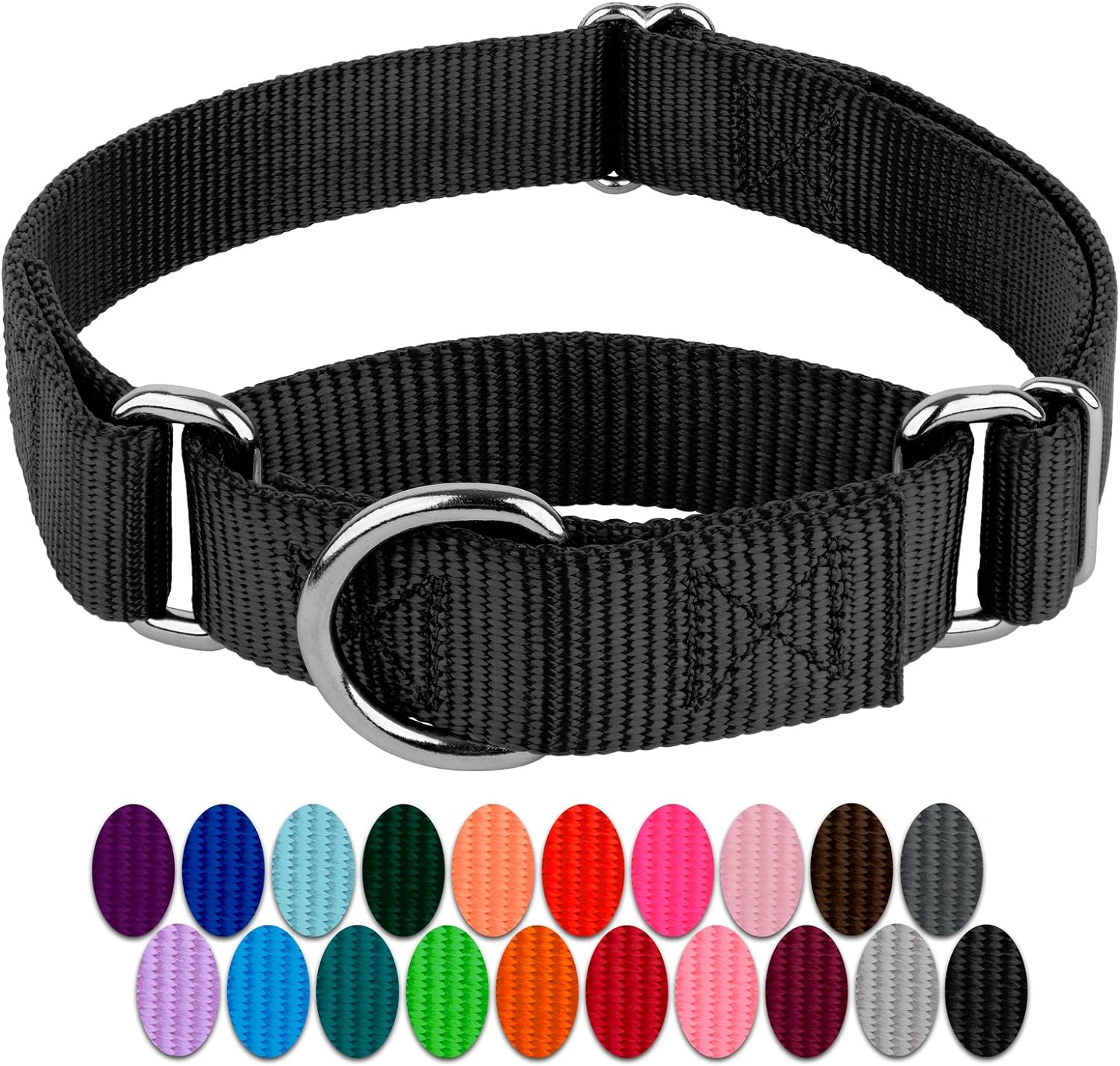 Country Brook Design - Martingale Heavyduty Nylon Dog Collar (Medium (Pack of 1), Black)
