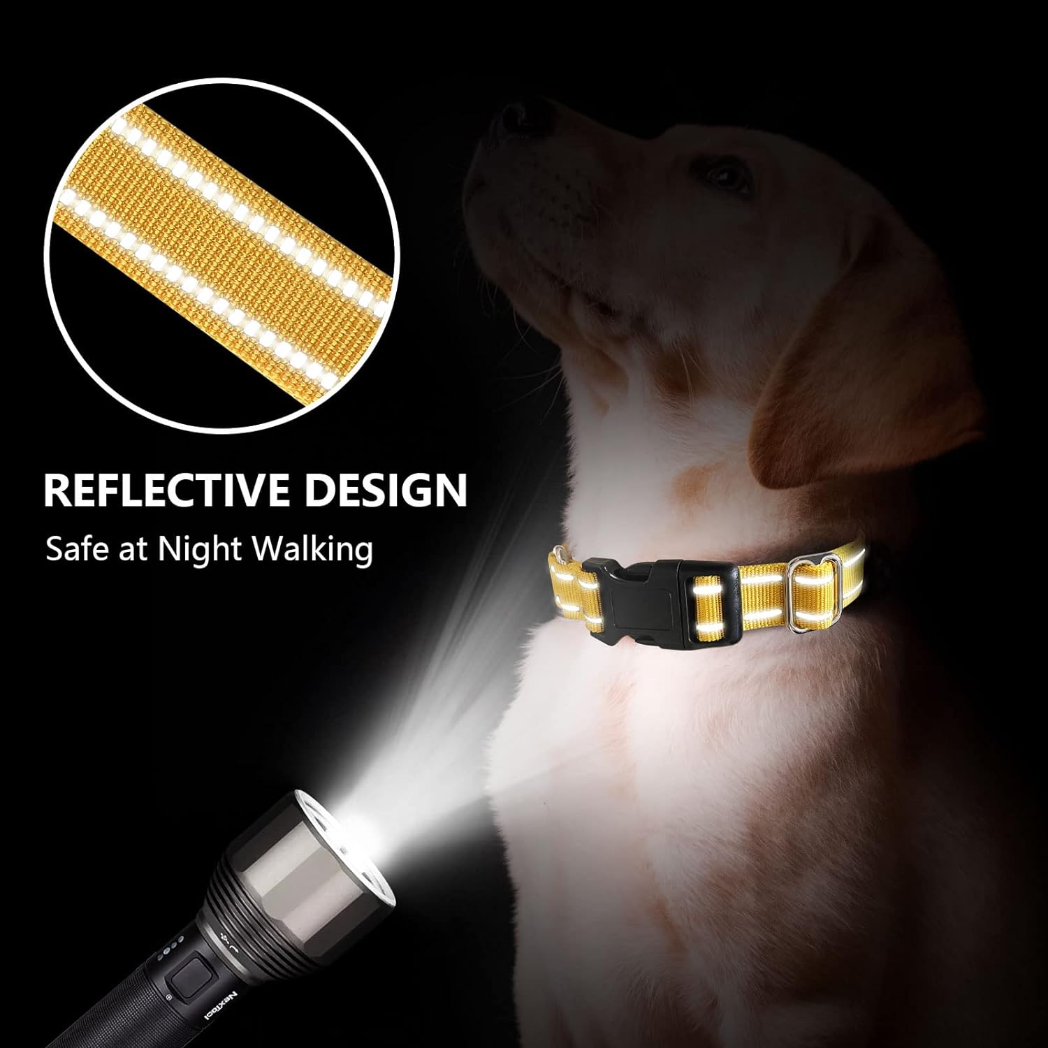 Hikiko Martingale Dog Collars Reflective Nylon Dog Collar with Quick Release Buckle Adjustable Training No Slip Dog Collar (Medium, Blue)