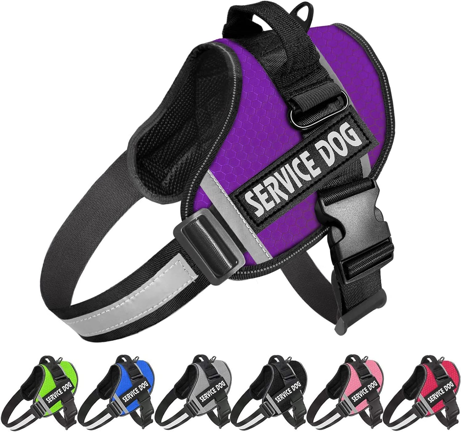 JSXD Dog Harness,No-Pull Service Dog Harness with Handle Adjustable Outdoor Pet Dog Vest 3M Reflective Nylon Material Vest for Breeds,Easy Control for Small Medium Large Dogs
