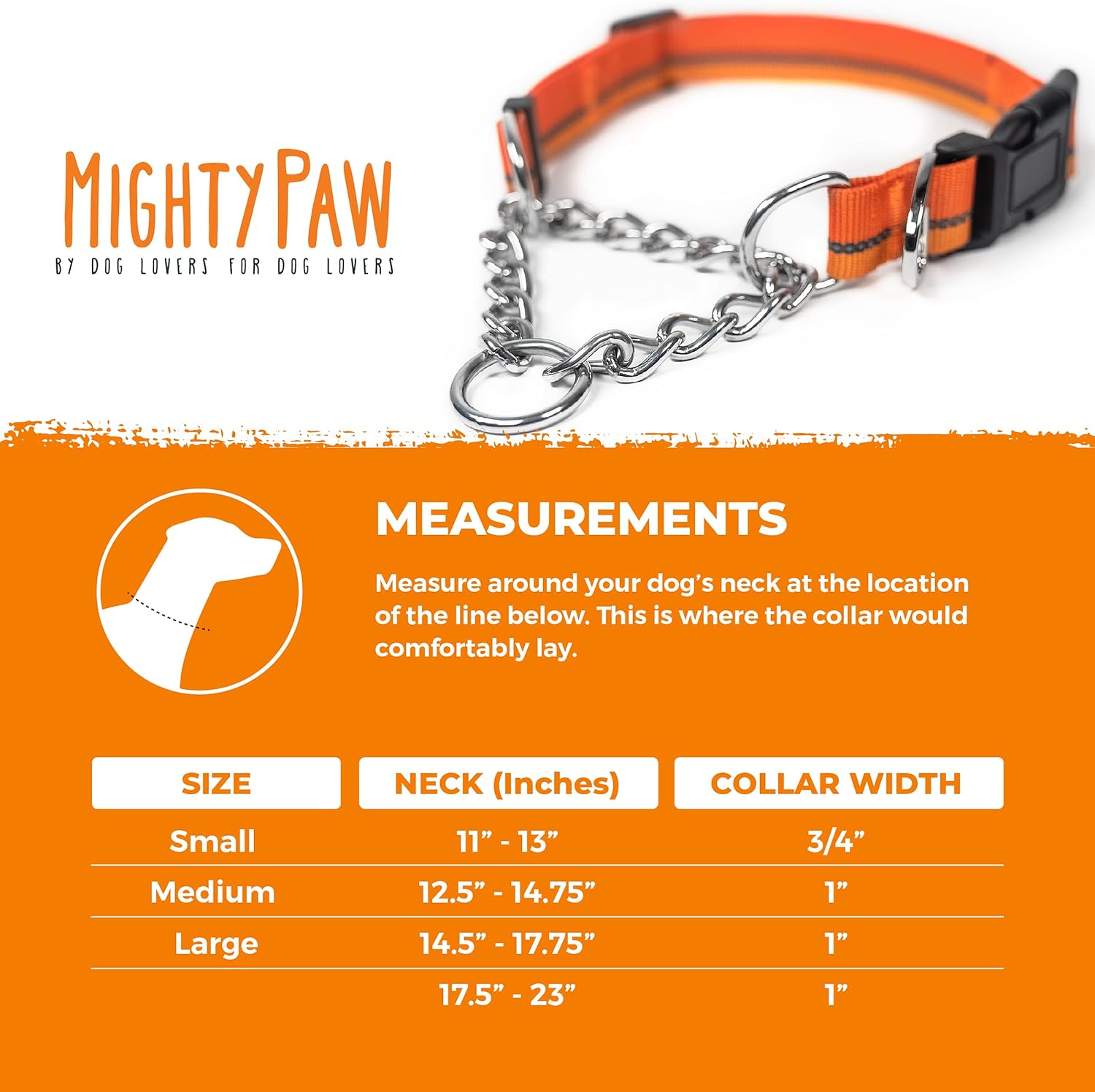 Mighty Paw Martingale Dog Collar 2.0 | Trainer Approved Limited Slip Collar with Stainless Steel Chain  Heavy Duty Buckle - Modified Cinch Collar for Gentle  Effective Pet Training - Large, Green