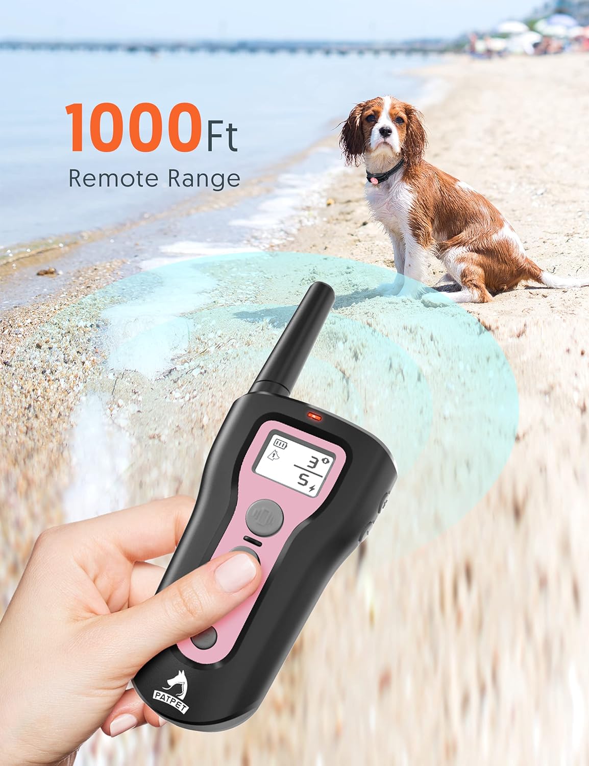 PATPET Dog Training Collar - Rechargeable Dog Training Collar with Remote for Medium Large Dogs 1000Ft Remote Range 3 Training Modes IPX7 Waterproof Black