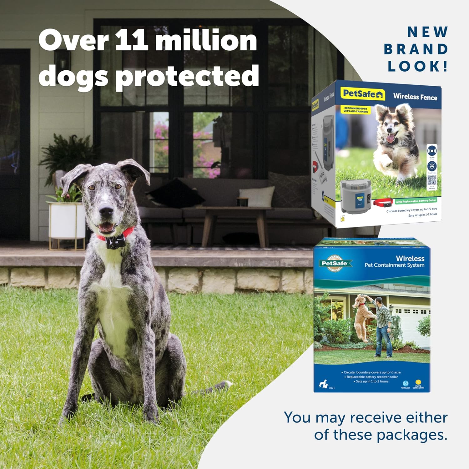 PetSafe Americas Safest Pet Fence - The Original Wireless Containment System - Covers up to 1/2 Acre for dogs 8lbs+, Tone / Static - Parent Company INVISIBLE FENCE Brand