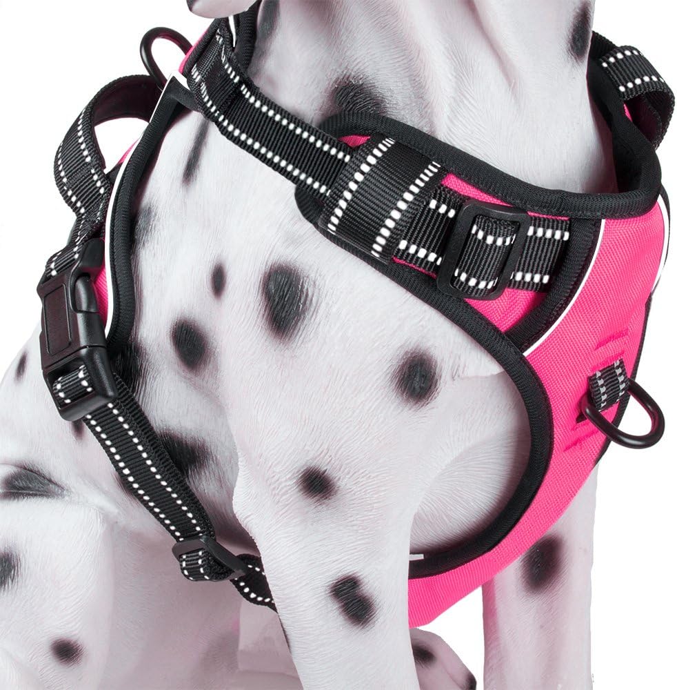 PoyPet No Pull Dog Harness, Reflective Comfortable Vest Harness with Front  Back 2 Leash Attachments and Easy Control Handle Adjustable Soft Padded Pet Vest for Small to Large Dogs (Pink,XL)