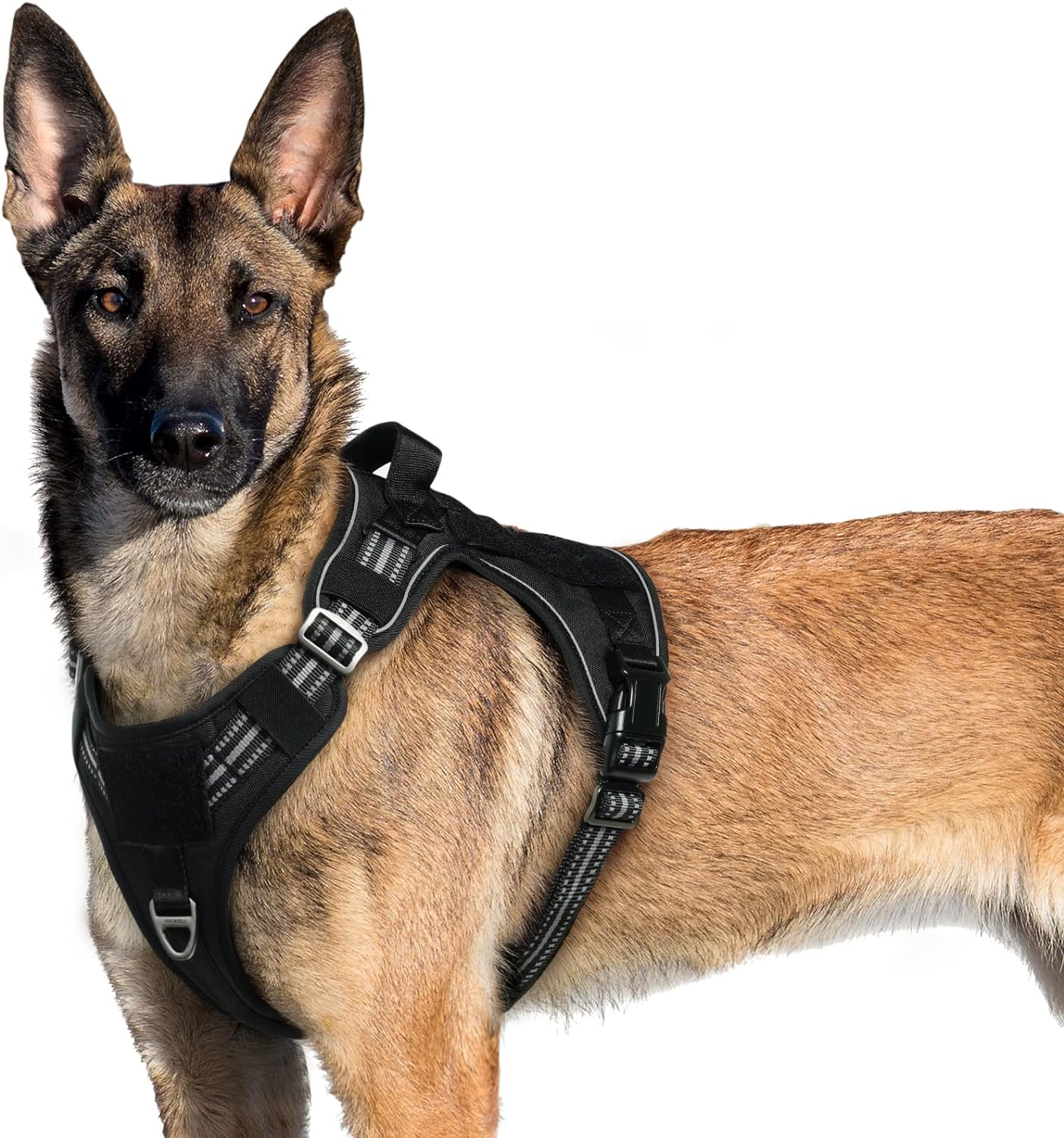 rabbitgoo Dog Harness No Pull, Military Dog Harness for Large Dogs with Handle  Molle, Easy Control Service Dog Vest Harness Training Walking, Adjustable Reflective Tactical Pet Harness, Black, XL