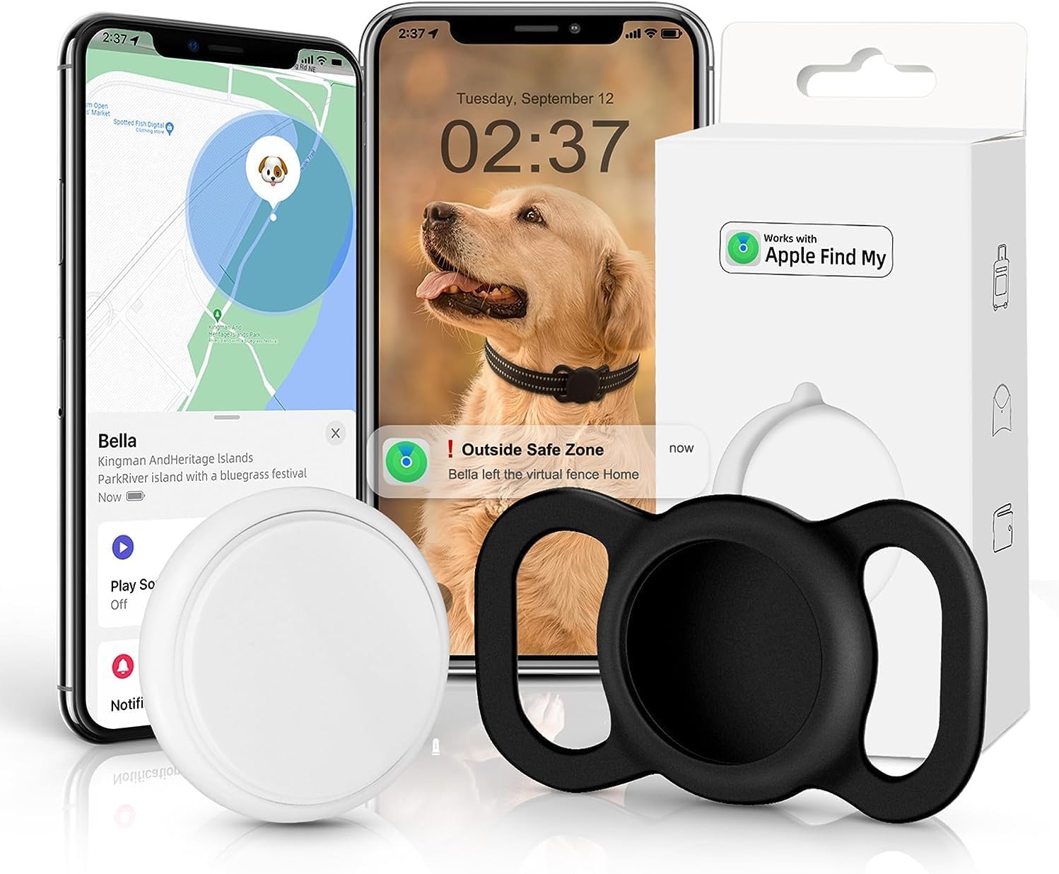 Vebiso GPS Tracker for Dogs, Mini GPS Cat Tracker, Real-Time Location Pet Tracking Smart Activity Tracker (iOS Only), No Monthly Fee, Compatible with Apple Find My, GPS Tracker for Cats and Dogs