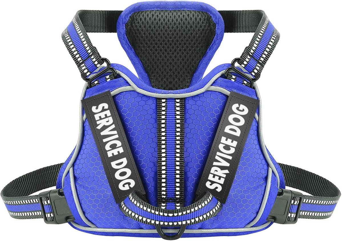 voopet Service Dog Harness, Easy On and Off Over Head Dog Vest Harness Fasten Quickly, Breathable and 3M Reflective Adjustable Pet Halters with Easy Control Handle for Small Medium Large Dogs