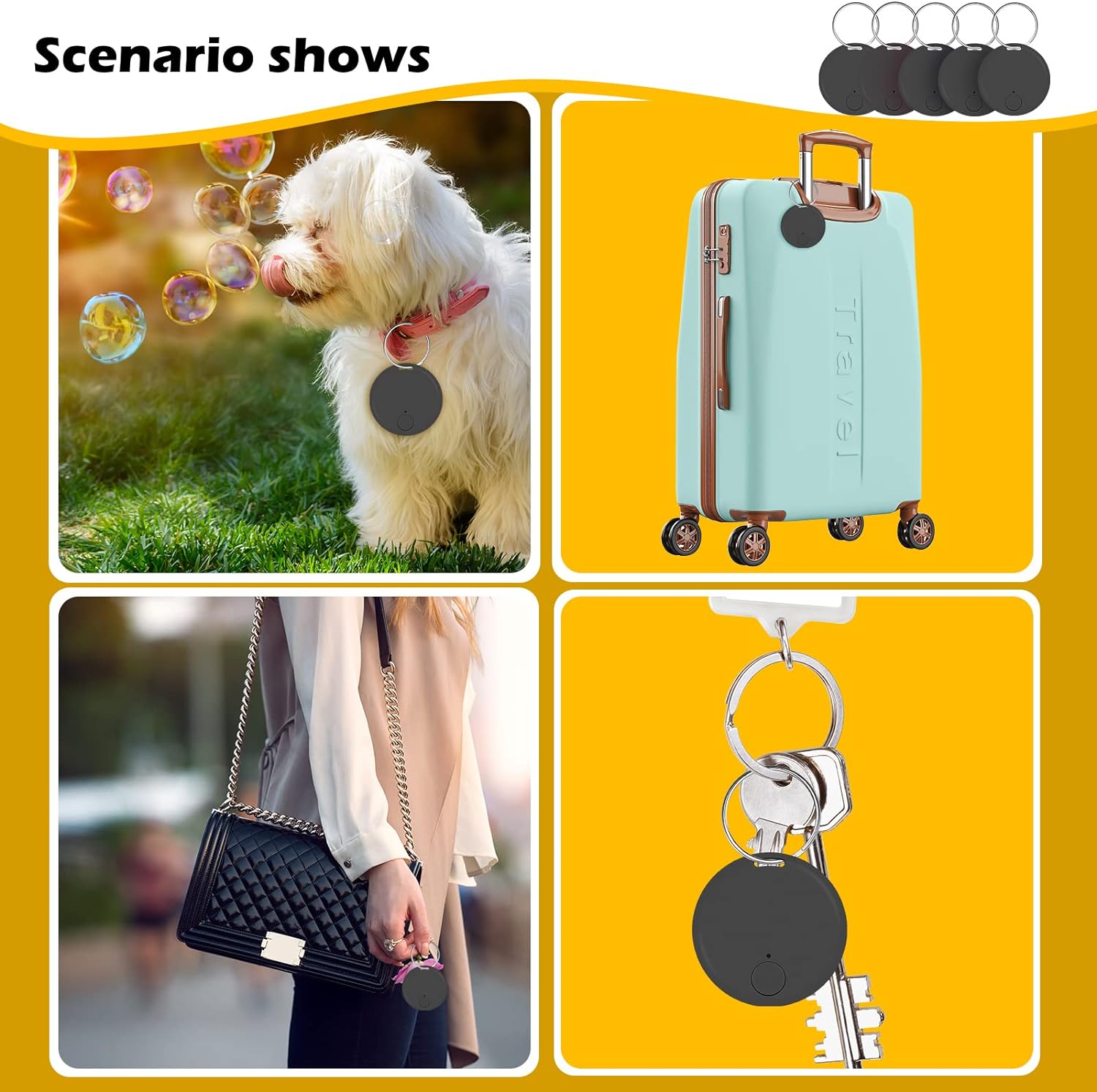 10 Pcs Portable GPS Tracking Device Mobile Tracking Smart Anti Loss Dog Locator Key Finder GPS Smart Tracker Device for Kids Dog Pet Cat Wallet Keychain Luggage, Alarm Reminder, App Control