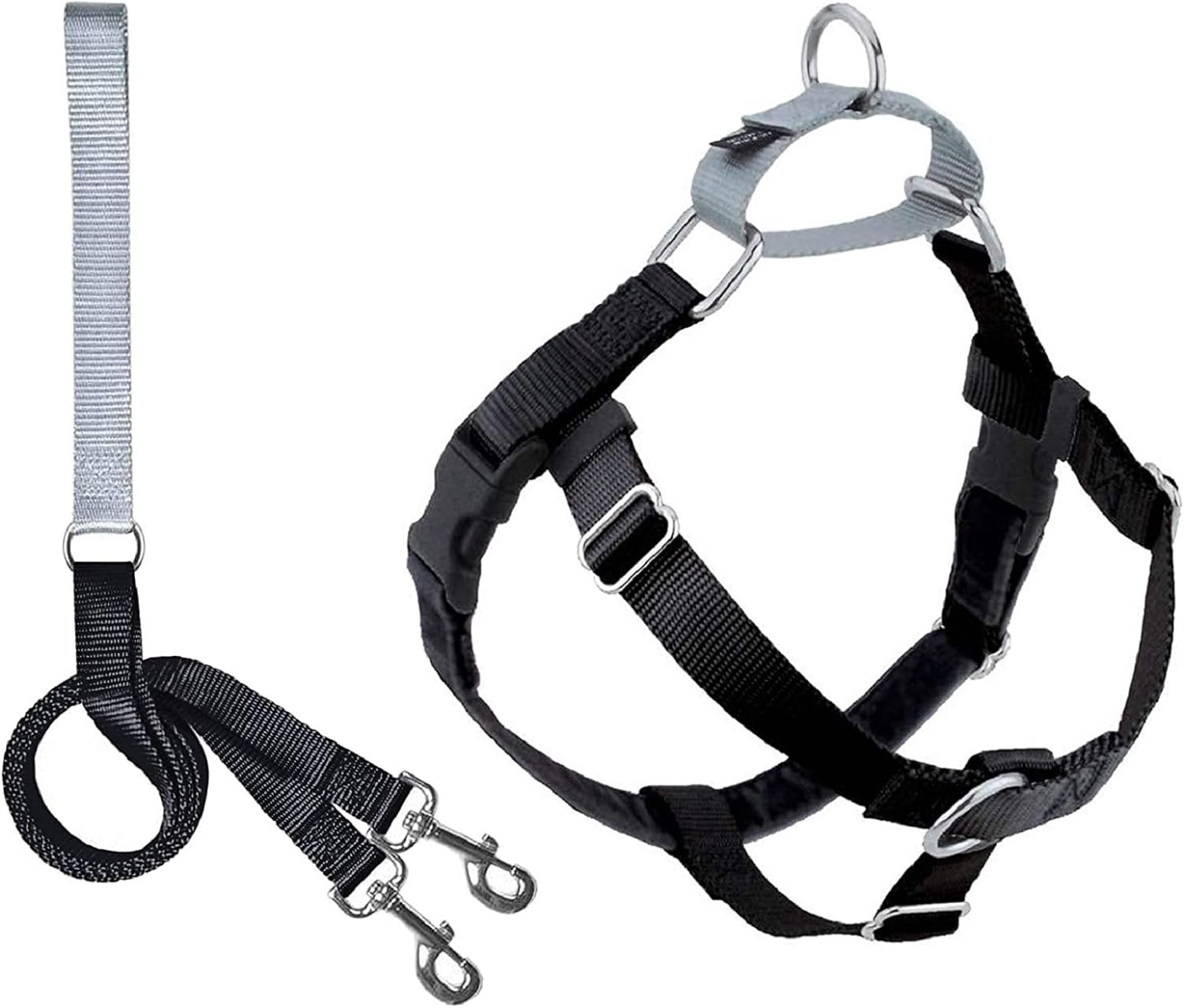 2 Hounds Design Freedom No Pull Dog Harness | Comfortable Control for Easy Walking |Adjustable Dog Harness and Leash Set | Small, Medium  Large Dogs | Made in USA | Solid Colors | 1 MD Black