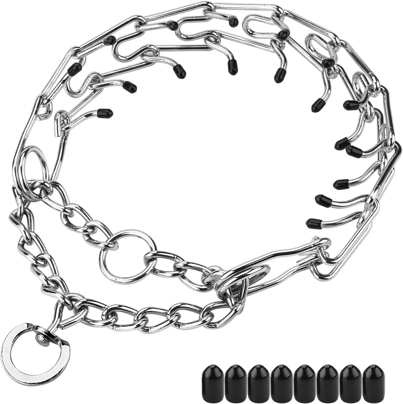 Aheasoun Prong Collar for Dogs, Dog Prong Collar, Pinch Collar for Dogs, Dog Training Collar, Large Medium and Small Dogs, Stainless Steel Adjustable with Comfort Rubber Tips (Large, 4.0mm, 23.6-Inch)