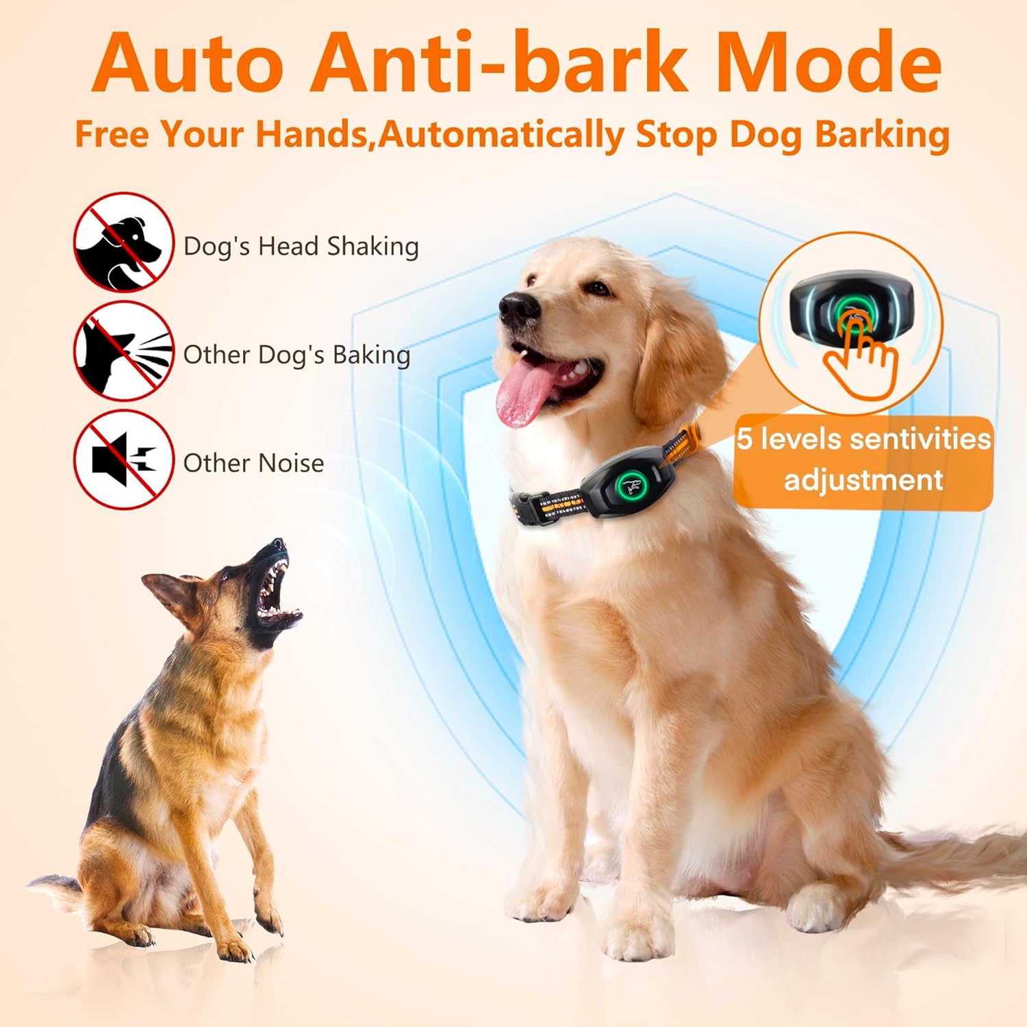 Bark Collar with Remote, 2 in 1 Dog Shock Collar for 2 Large Medium Small Dog(10-120lbs), Anti Barking Training Collar, Beep/Shock/Vibration(0-99), Smart E Collar 1300Ft Rechargeable IP67 Waterproof