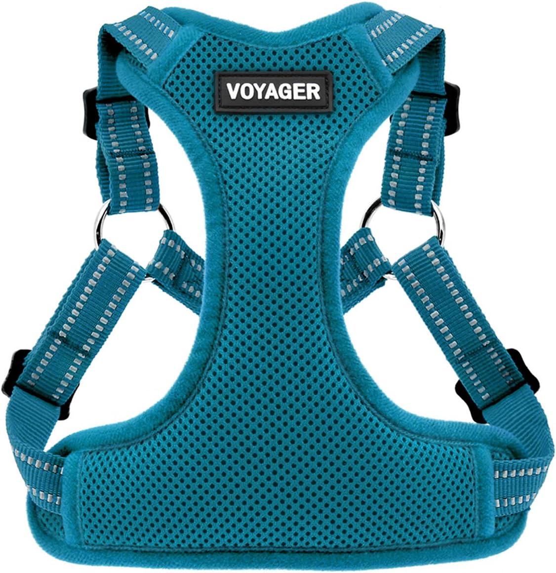Best Pet Supplies Voyager Adjustable Dog Harness with Reflective Stripes for Walking, Jogging, Heavy-Duty Full Body No Pull Vest with Leash D-Ring, Breathable All-Weather - Harness (Turquoise), L