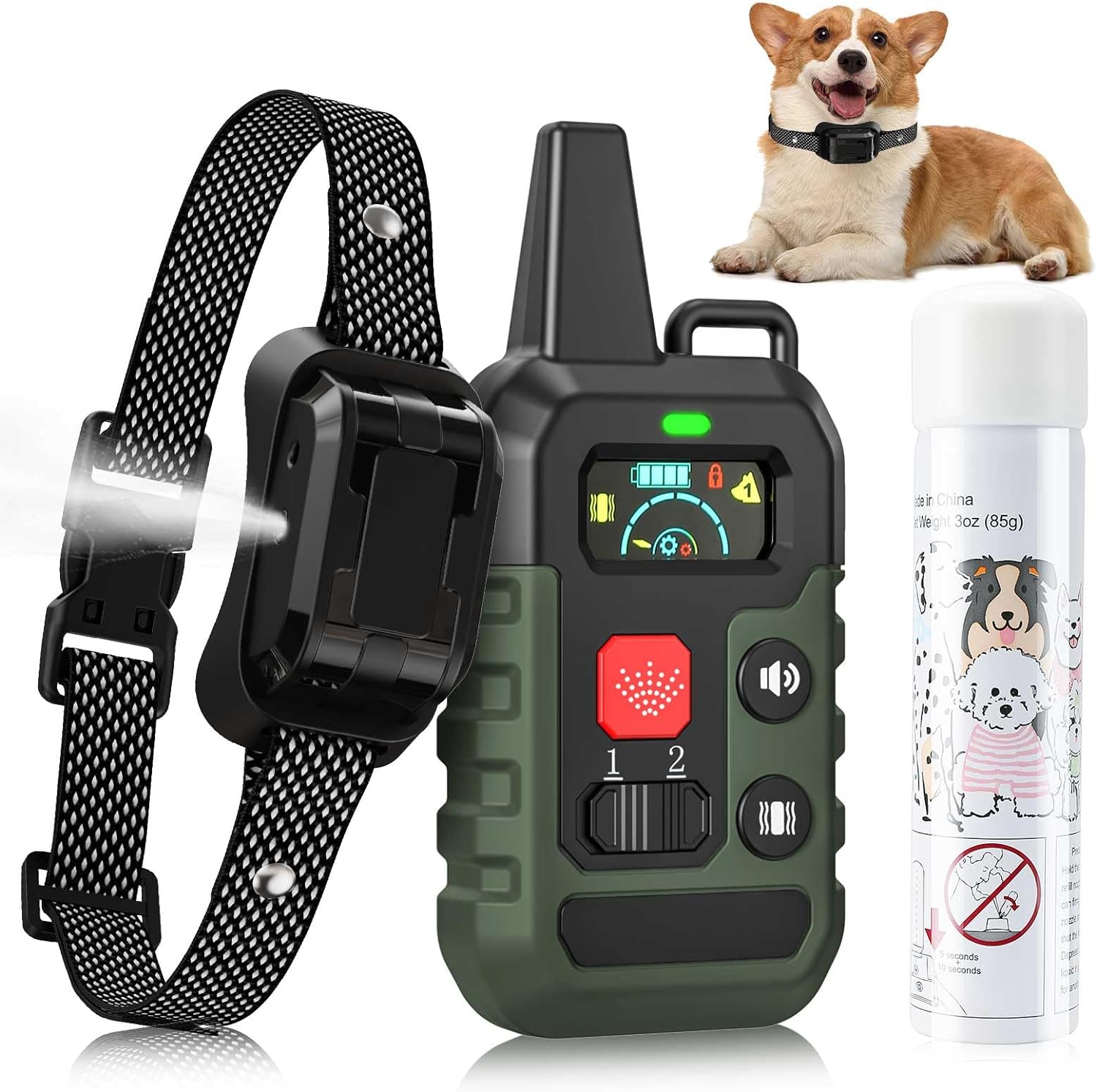 Citronella Dog Collar, Spray Dog Collar, with Buzzer/Vibration/Spray Mode 6 Adjustable Sensitivities Waterproof Spray Bark Collar, Suitable for Small, Medium Large Dogs