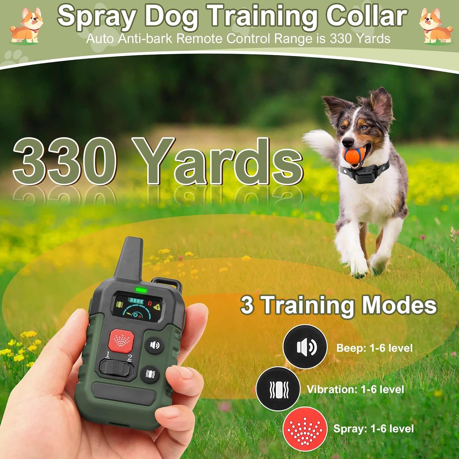 Citronella Dog Collar, Spray Dog Collar, with Buzzer/Vibration/Spray Mode 6 Adjustable Sensitivities Waterproof Spray Bark Collar, Suitable for Small, Medium Large Dogs