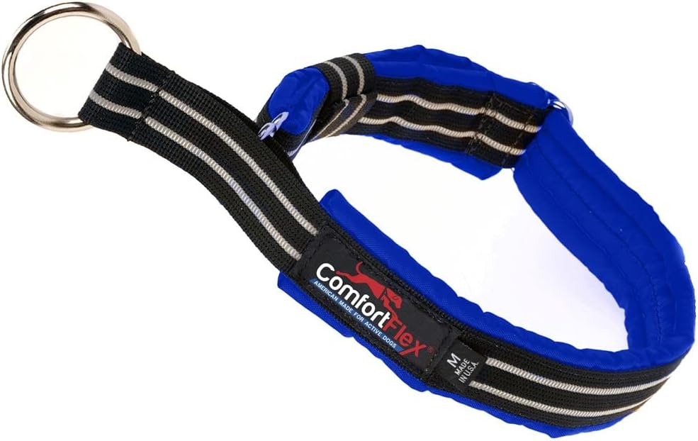 ComfortFlex Martingale Collar for Dogs - American Made Slip Collar, Reflective, Adjustable, No Pull Training Collar for Medium Dogs – Soft, 1.5 Wide, Fully Padded, Escape Proof - Medium, Blue Jay