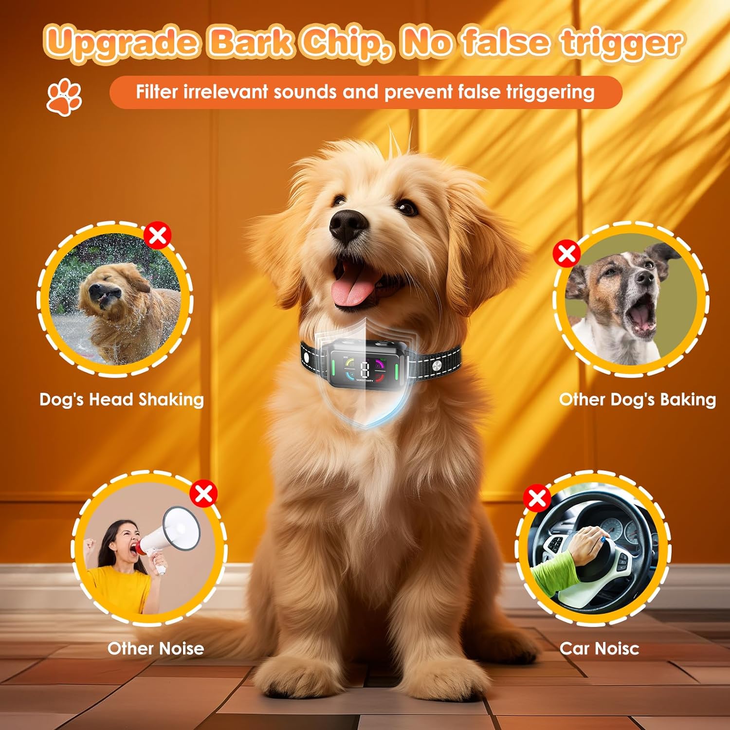 Dog Bark Collar, Svtrat Smart Bark Collar for Small Medium Large Dogs Anti Bark Collars with 4 Training Modes and 7 Level Sensitivity, Barking Collar