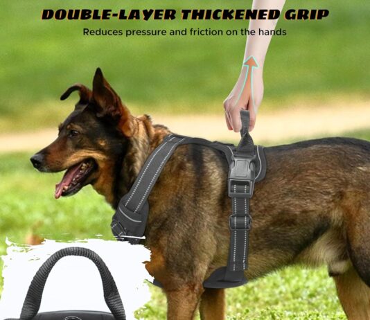 dog harnessno pull pet harnessadjustable soft padded pet vesthighly reflective strips and control handle for small mediu