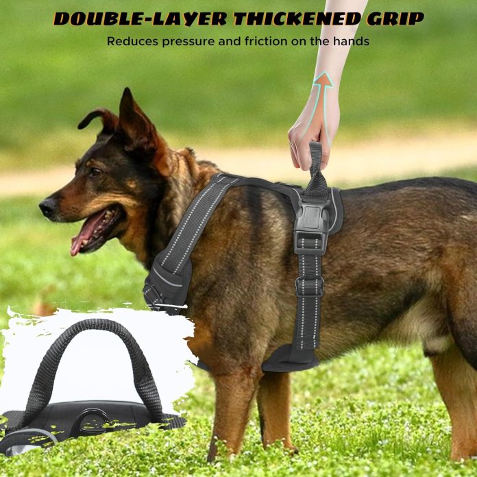 dog harnessno pull pet harnessadjustable soft padded pet vesthighly reflective strips and control handle for small mediu