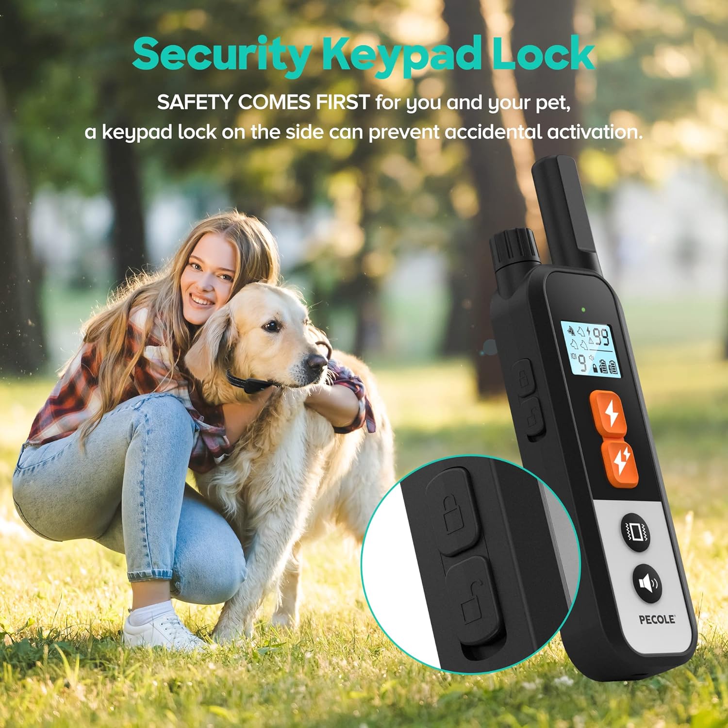 Dog Shock Collar - Dog Training Collar with Remote 1600FT, 3 Training Modes with 99 Adjustable Levels, Rechargeable Waterproof E-Collar with Security Lock for All Breeds and Sizes