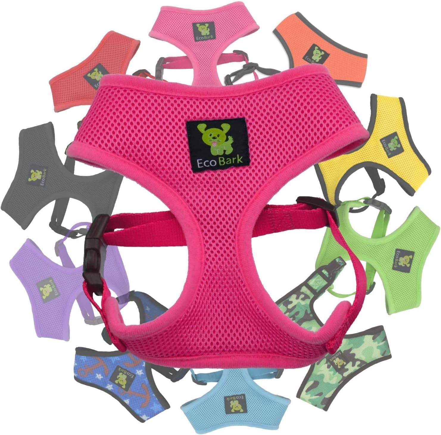 EcoBark Dog Harness - Eco-Friendly Max Comfort Harnesses - Luxurious Soft Mesh Halter - Over The Head Harness Vest- No Pull and No Choke for Puppy, Toy Breeds  Small Dogs (Medium, Baby Pink)