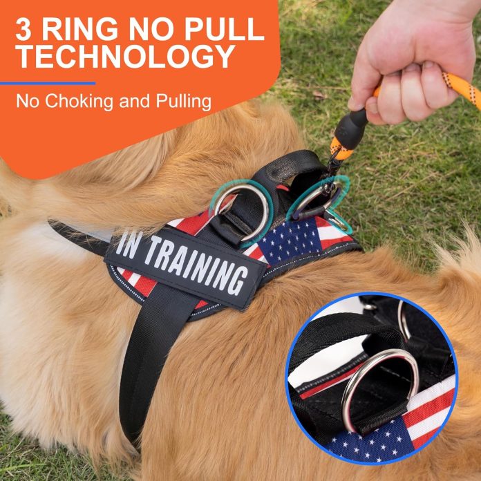 essential dog harness no pull pet harness with 3 side rings for leash placement no choke reflective adjustable pet vest