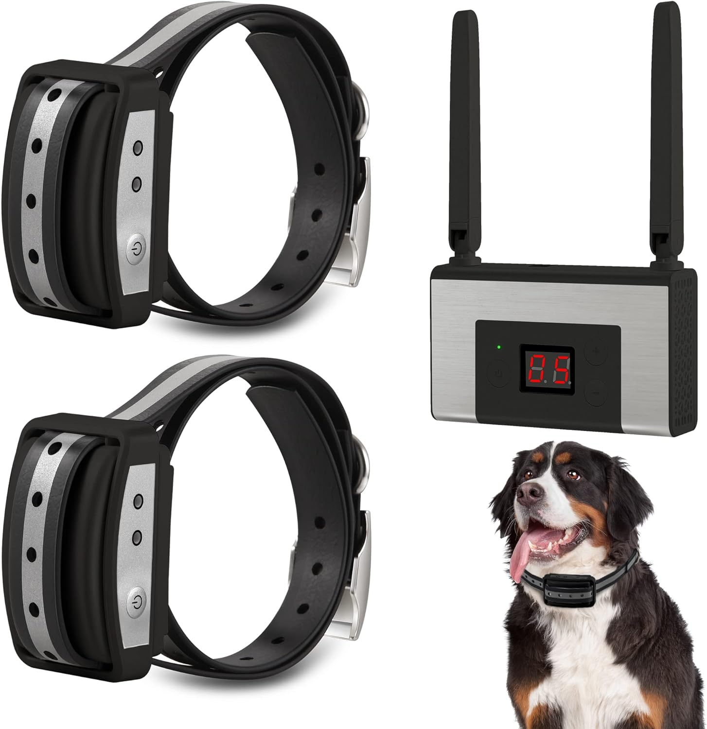 FOCUSER Electric Wireless Dog Fence System, Pet Containment System for 2 Dogs and Pets with Waterproof and Rechargeable Collar Receiver for 2 Dog Container Boundary System (Black)