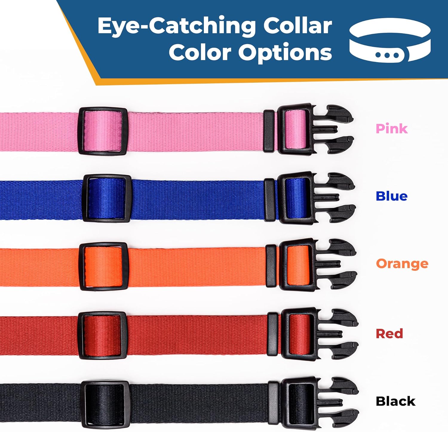 GoTags Personalized Dog Collar, Custom Embroidered with Pet Name and Phone Number in Blue, Black, Pink, Red and Orange, for Boy and Girl Dogs or Cats, Adjustable Sizes, Small, Medium, and Large