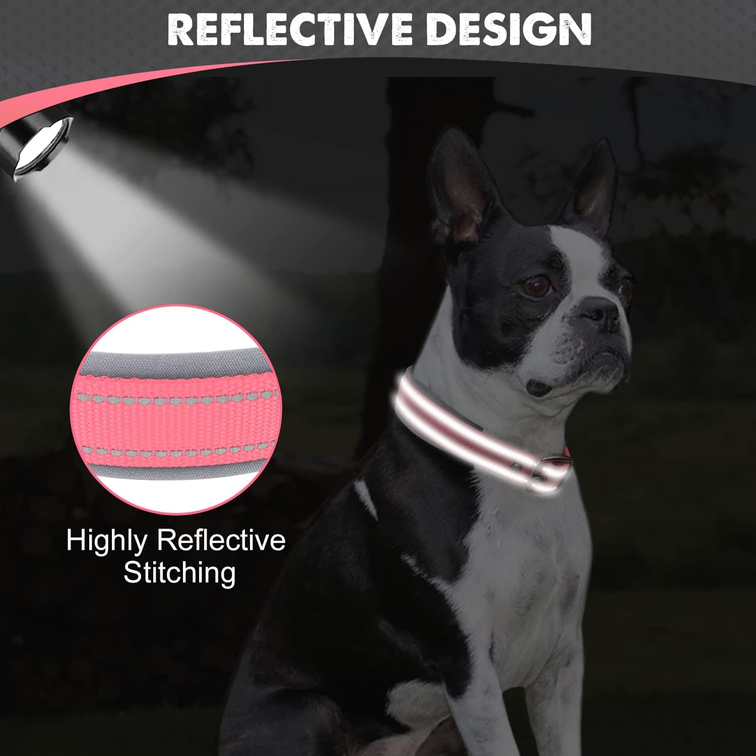 Joytale Neoprene Padded Dog Collars for Medium Dogs, 11 Colors, Reflective Wide Pet Collars with Durable Metal Belt Buckle, Adjustable Heavy Duty Nylon Dog Collar, Hotpink