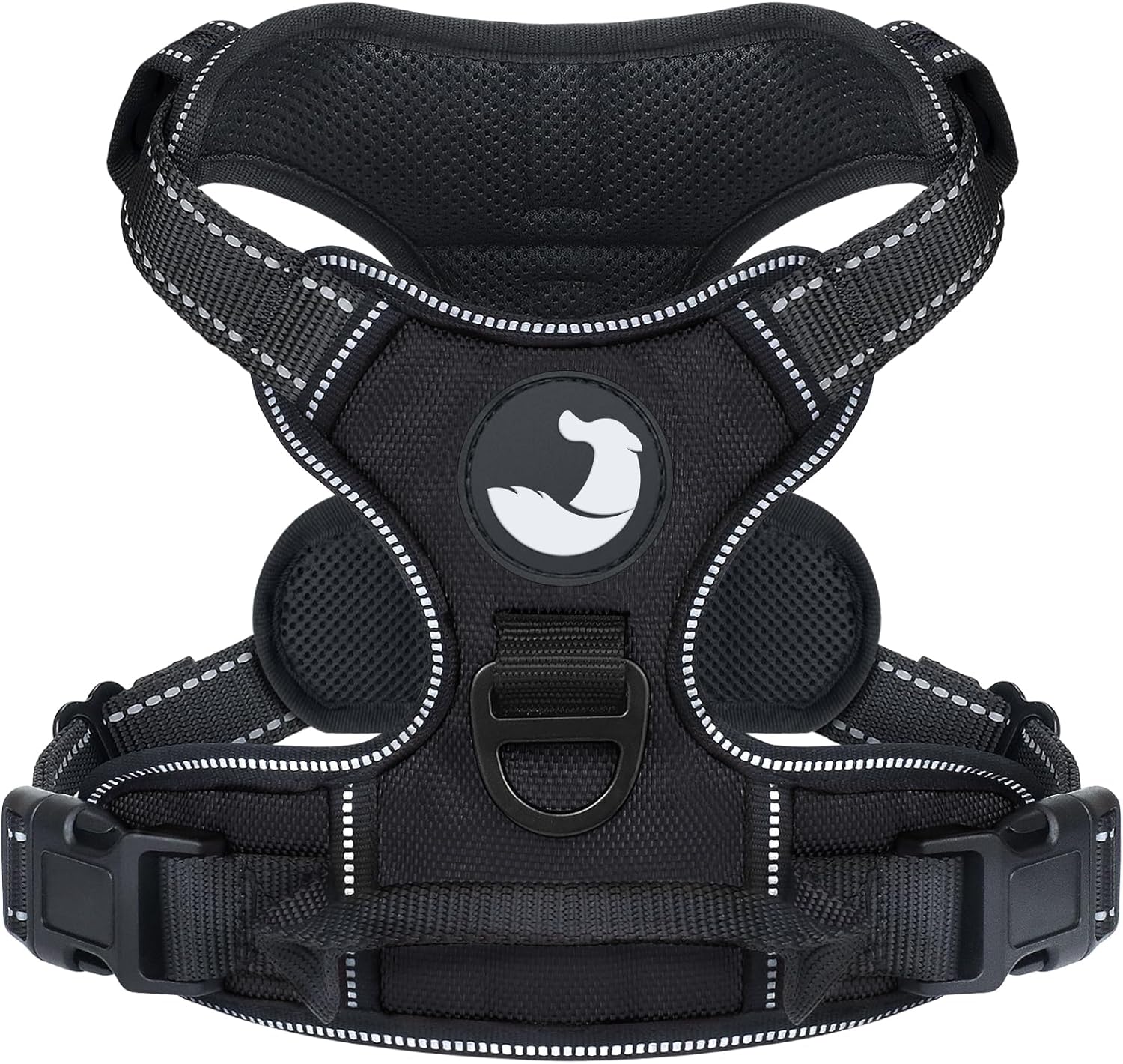 Joytale No Pull Dog Harness Medium Sized Dog, Reflective Pet Vest with Front Clip, Adjustable Soft Padded Harnesses with Easy Control Handle for Training and Walking, Black, M