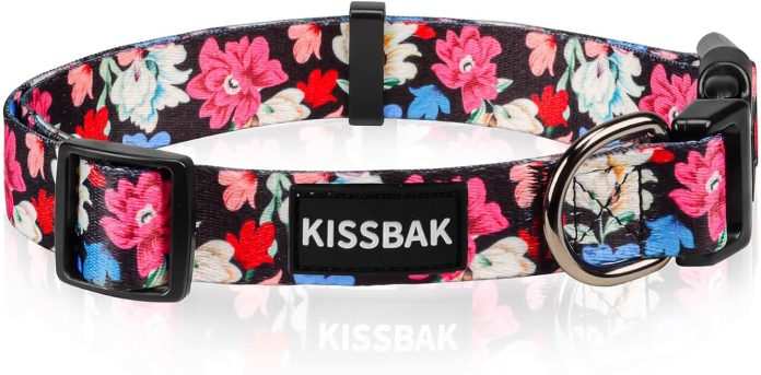 kissbak dog collar for medium dogs special design cute girl dog pet collar soft adjustable fancy floral girl puppy dog c