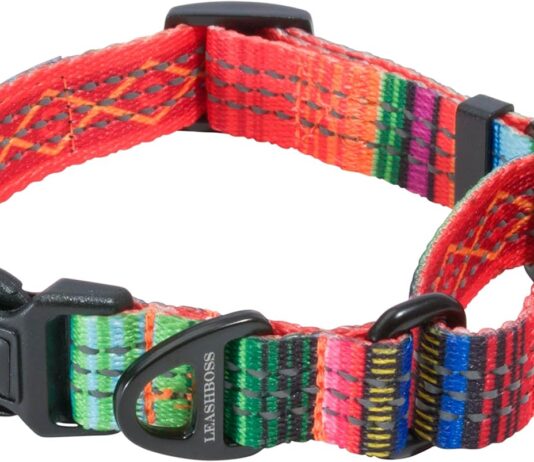leashboss martingale collar for dogs reflective nylon dog collar for large dogs medium and small dogs no pull pet traini