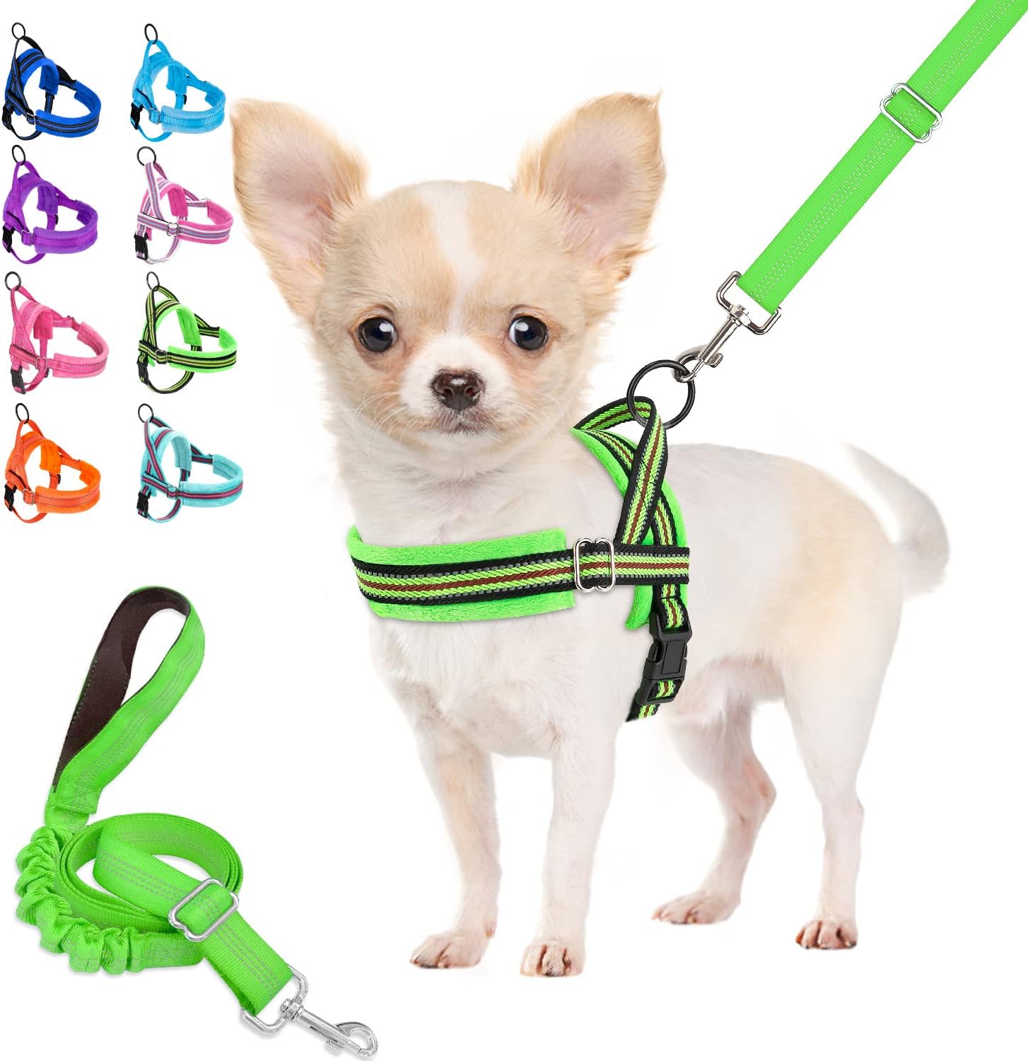 Lukovee Dog Harness and Leash Set, Soft Padded Small Dog Harness, Neck  Chest Adjustable Reflective Vest Puppy Harness with 4ft Lightweight Anti-Twist Dog Leash for Small Dogs (Orange, XX-Small)