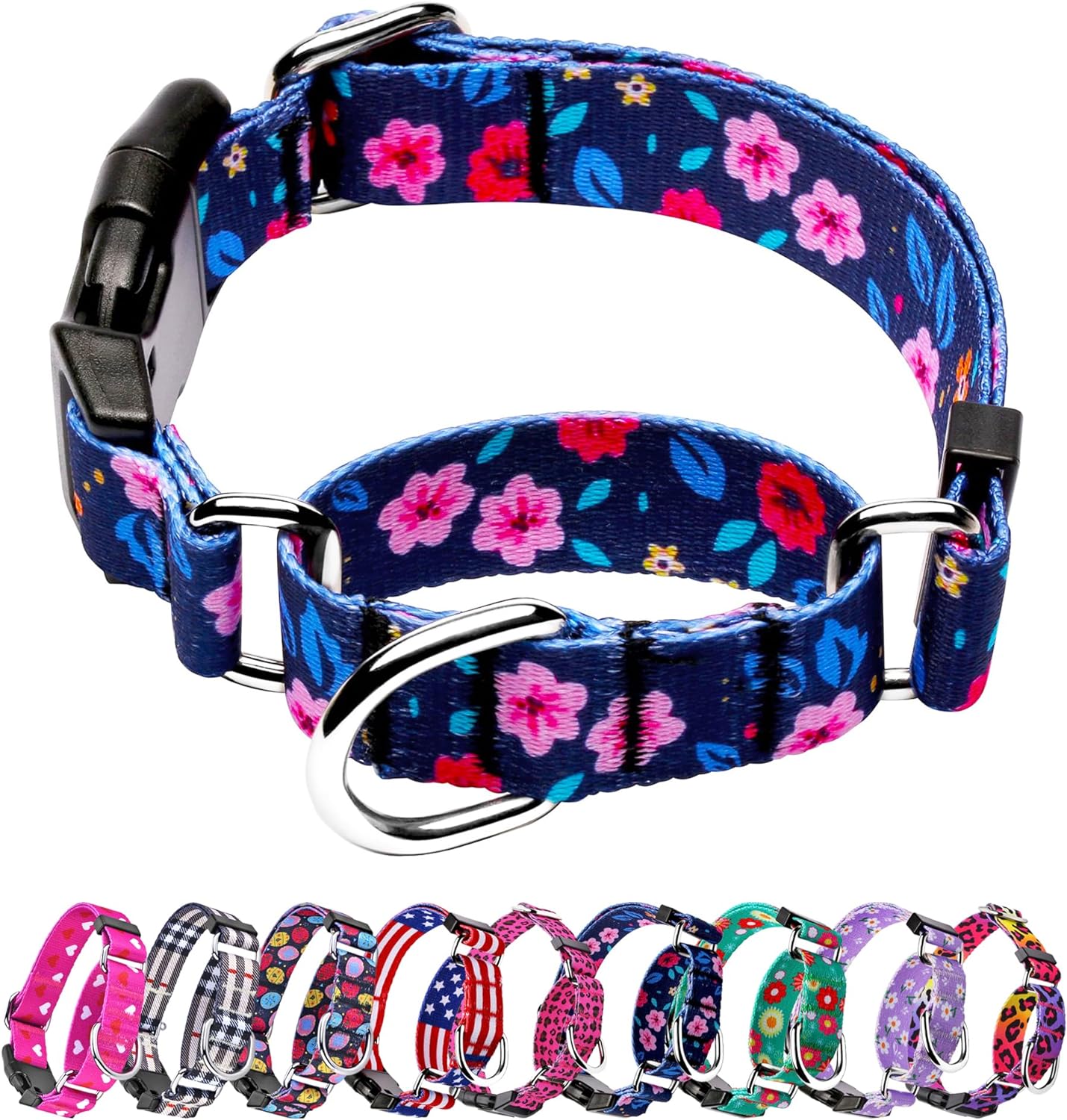 Martingale Collar for Dogs, Adjustable Soft Nylon Dog Collars with Special Design Cute Patterns for Small Medium Large Dog
