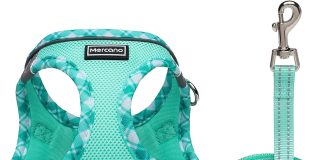 mercano soft mesh dog harness and leash set no chock step in reflective breathable lightweight easy walk escape proof ve