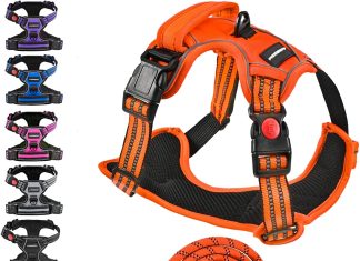 no pull dog harness with a free heavy duty 5ft dog leash adjustable soft padded dog vest reflective no choke pet oxford