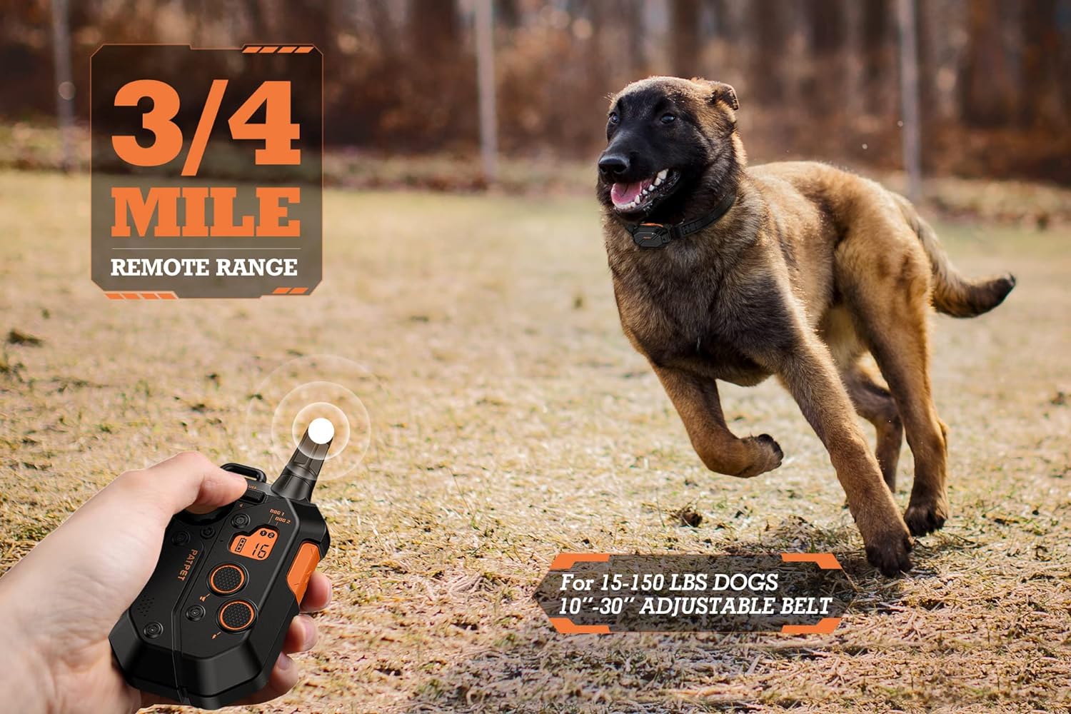 PATPET Shock Collar for Medium Large Dog(15-150lbs) - 3/4 Mile Range E Collar, Dog Training Collar with Remote