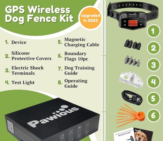 pawious gps wireless dog fence pet containment system electric dog fence with radius up to 1000 yards rechargeable perim