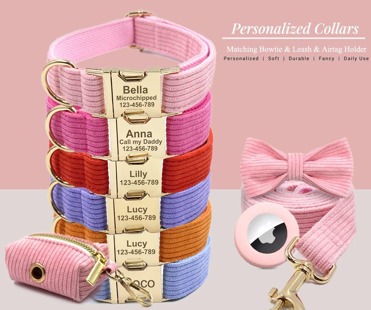 Personalized Dog Collars with Metal Buckle - Custom Pet Name Phone Number for Small Medium Large Boys and Girl Breeds
