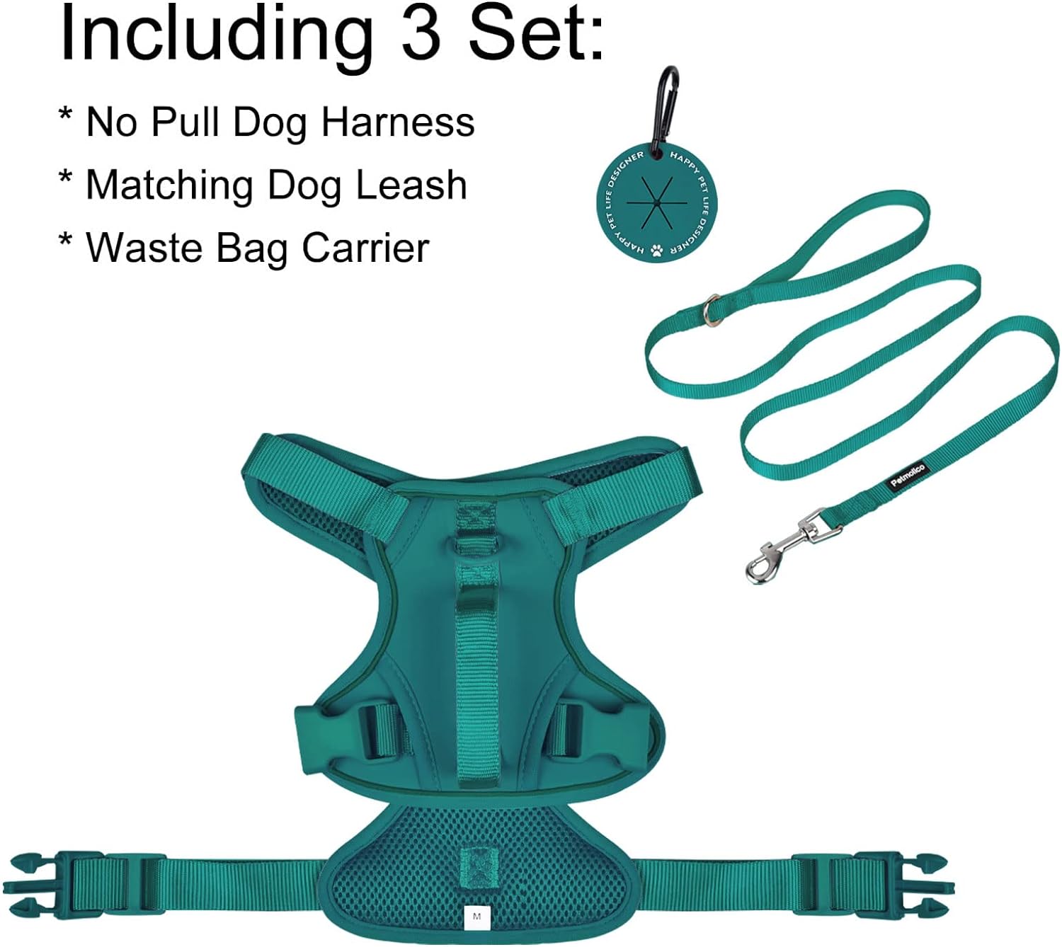 Petmolico Dog Harness for XS Dogs No Pull, Cute Dog Harness with Two Leash Clips and Soft Handle, Reflective Easy Walk Dog Harness with Leash, Pink XS