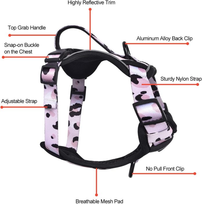 petmolico dog harness for xs dogs no pull cute dog harness with two leash clips and soft handle reflective easy walk dog