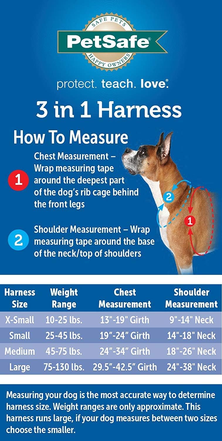 PetSafe 3 in 1 No-Pull Dog Harness - Walk, Train or Travel - Helps Prevent Pets from Pulling on Walks - Seatbelt Loop Doubles as Quick Access Handle - Reflective Accents - Small, Teal