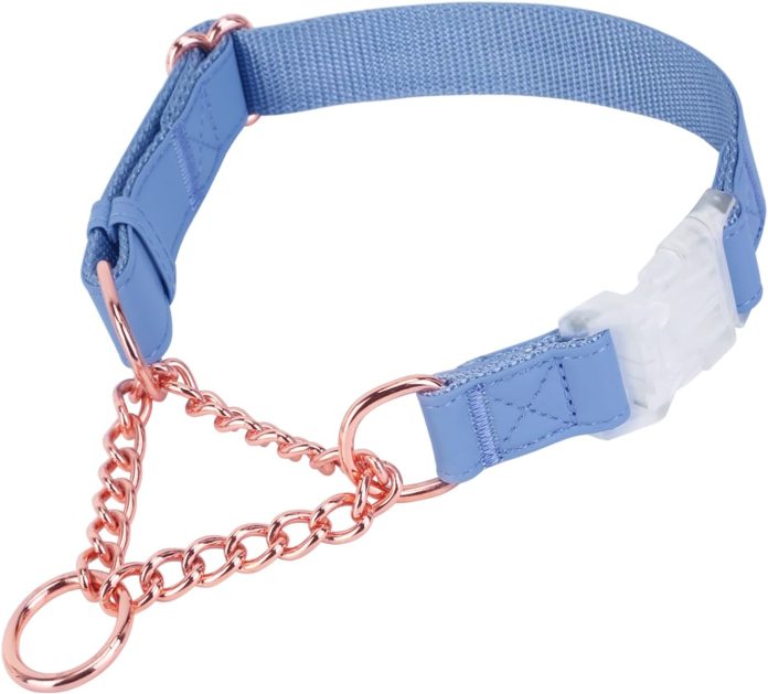 soft leather martingale collar for dogs rose gold chain limited slip collars with quick release buckle stylish adjustabl