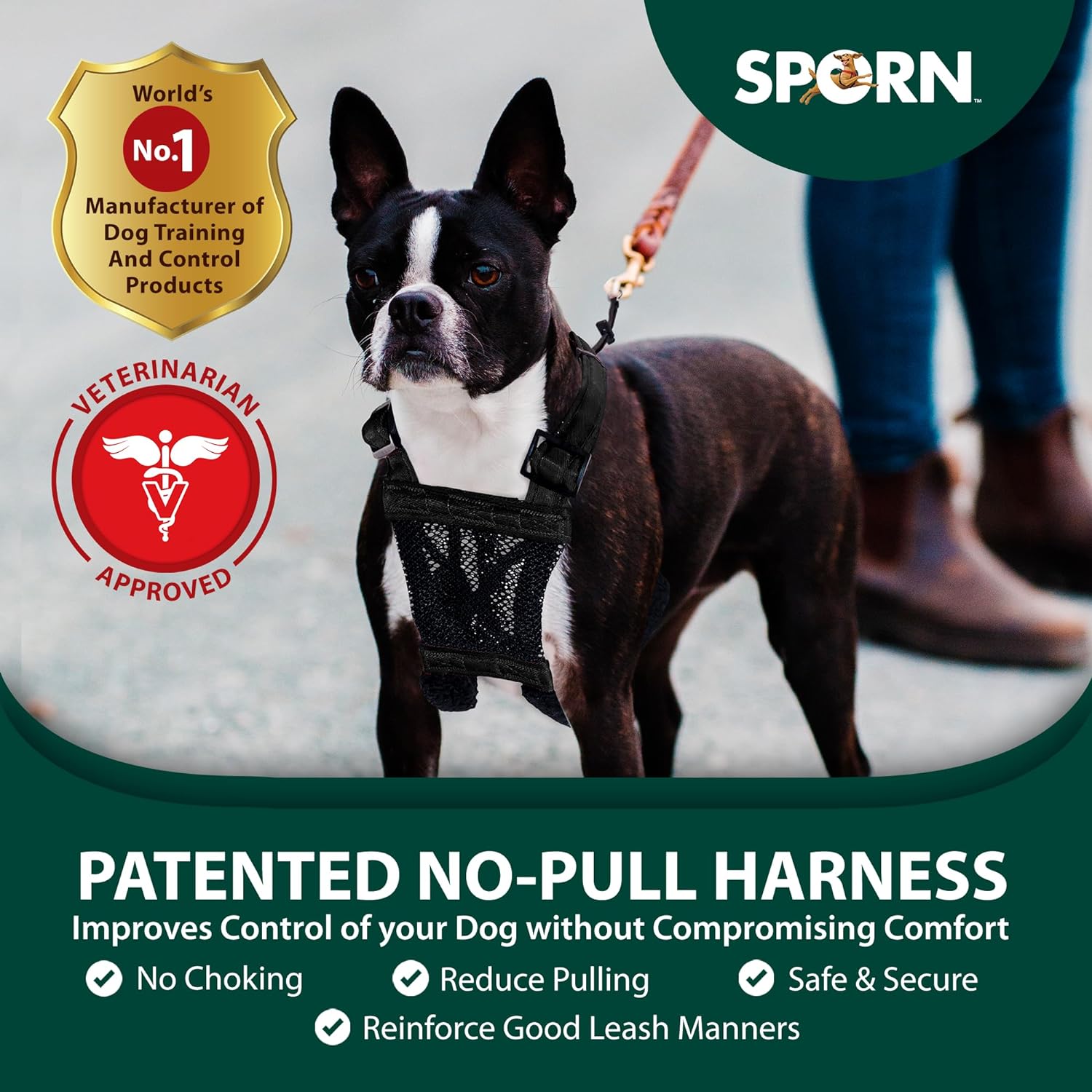 Sporn No Pull Dog Harness Small Size, Black Padded Durable Nylon Mesh Dog Harness, Breathable Easy Dog Walking Harness for Puppy Training, Provides to Small, Miniature Toy Breeds