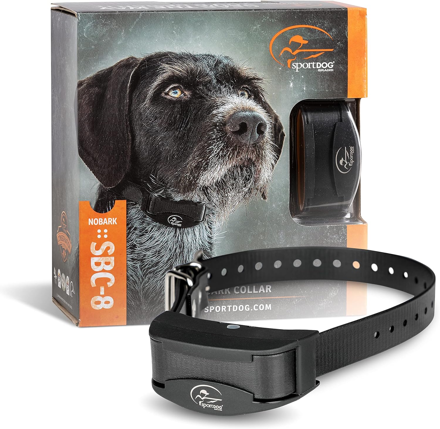 SportDOG Brand NoBark SBC-8 Bark Control Collar - Shock Collar with Progressive Correction - Waterproof - Static Stimulation - Dogs 8 lbs  up