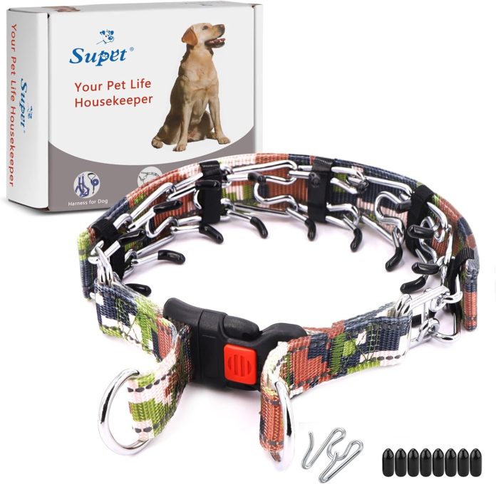 supet dog prong collar dog choke collar adjustable dog pinch collar with quick release bucklenylon cover for small mediu