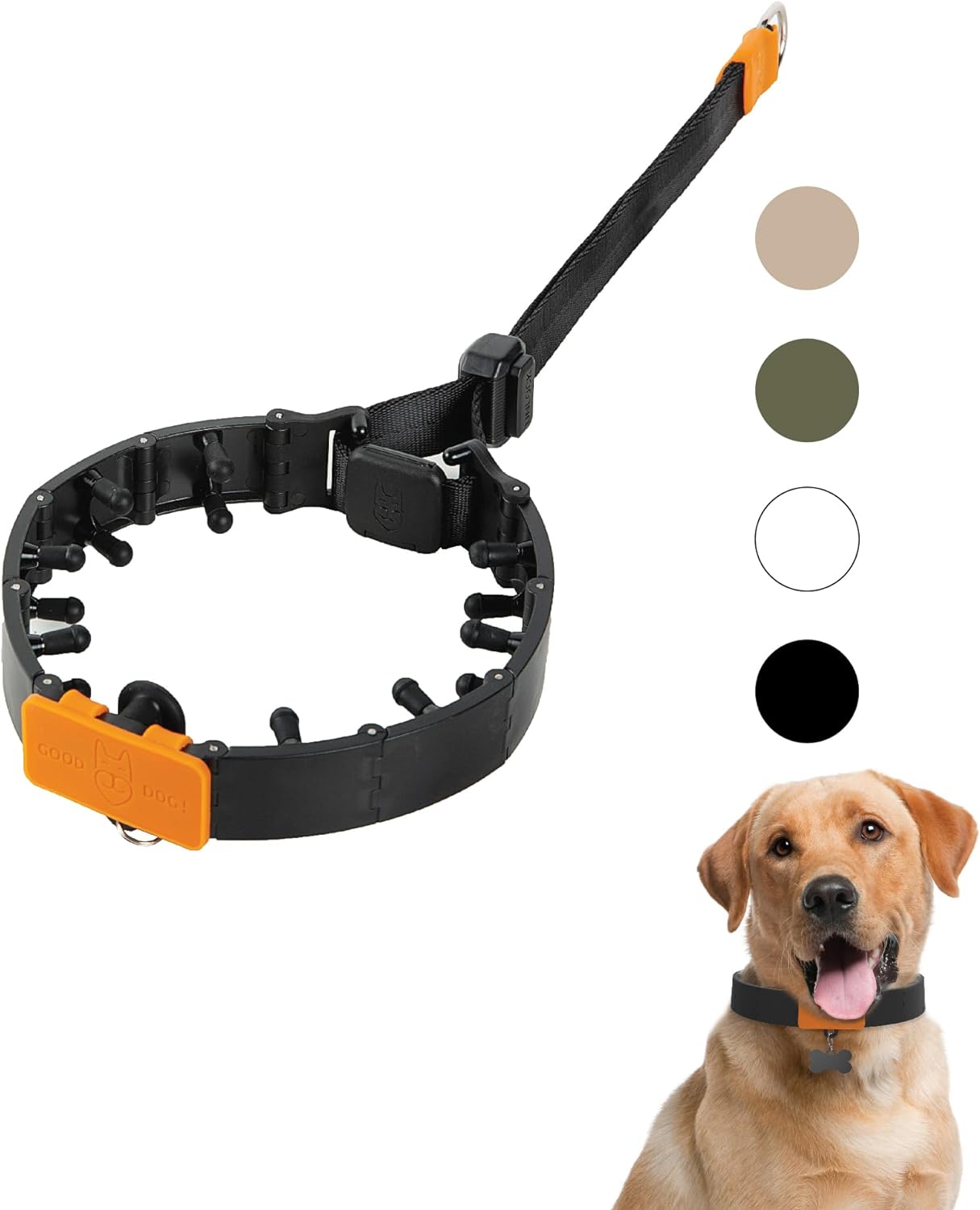 SVD.PET Dog Prong Collar for No-Pull Training, Quick-Release Buckle Adjustable Pinch Collar for Large Dogs (Black, Large Size)