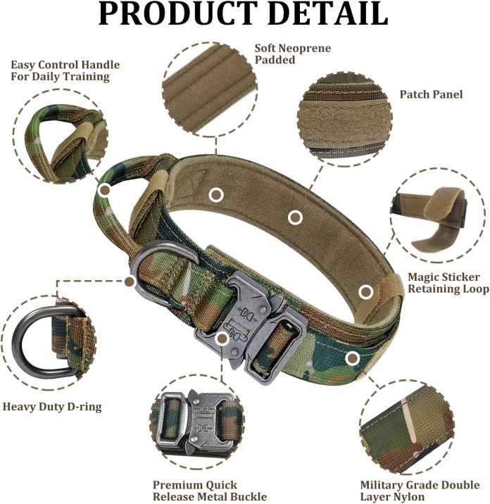 tactical dog collar with handle military dog collars adjustable training collar soft nylon dog collar and heavy duty met